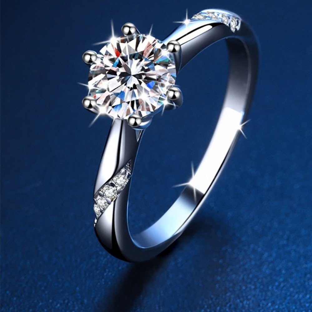 2-Carat Solitaire Engagement Ring GRA Lab Certified D/VVS1 Round Moissanite